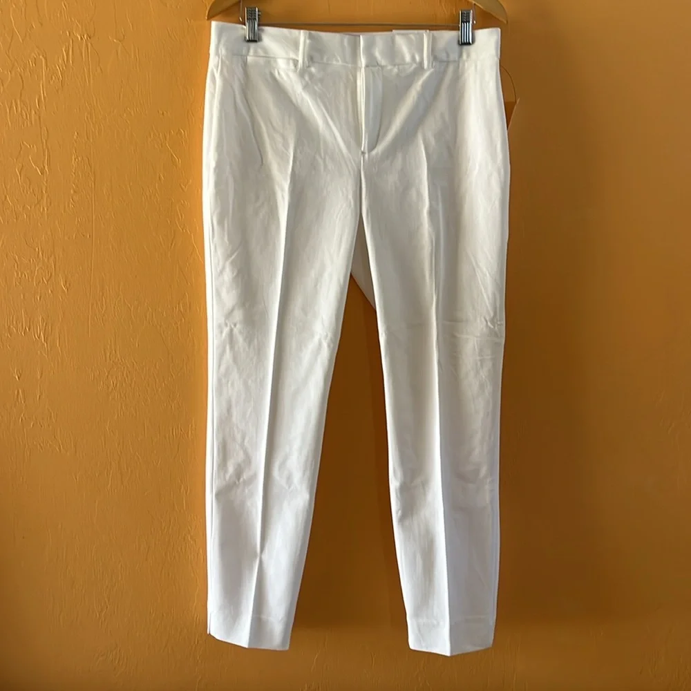 NWT CROWN & IVY WOMENS CARY STRETCHY SLACKS WHITE SIZE 10 - Picture 3 of 13
